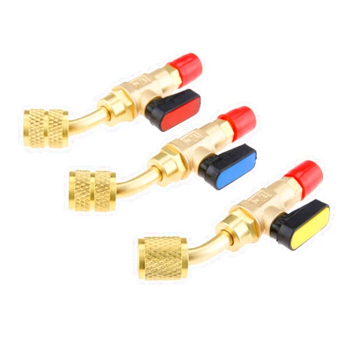 gohantee Air Conditioner Ball Valve HVAC Angled Shut-Off Ball Valve Adapter 1/4