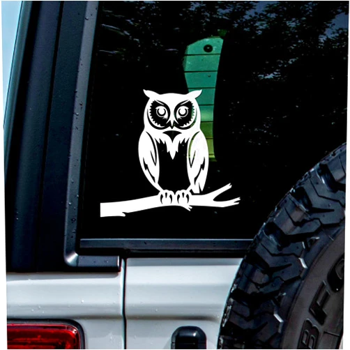 925 Mart (2 Pcs) (5.4'' x 4.8'') (White) Waterproof Vinyl Decal Sticker of Owl for Cars, Laptops, Walls – Durable, Easy to Apply, Funny & Cute Stickers – Indoor/Outdoor Use h12372WH