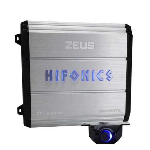 Hifonics Zeus ZXX 1200 Watt Max Class D Monoblock Car Audio Amplifier Amp with Bass Knob and Remote, Variable Crossovers, ZXX-1200.1D, Silver