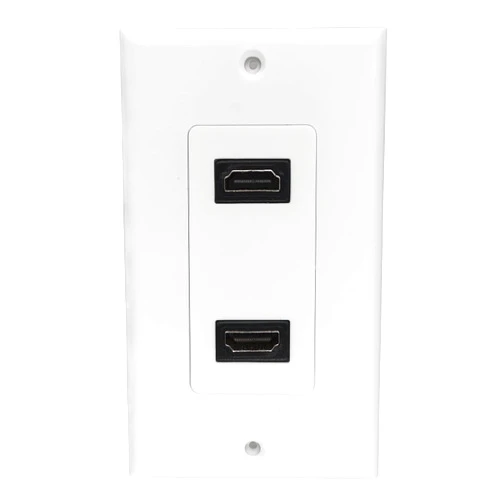 Bealuffe HDMI Wall Plate Wall Outlet Panel for Home Theater HDMI Socket Coupler Support 4K HDR ARC 3D Ethernet (White 2 Port)