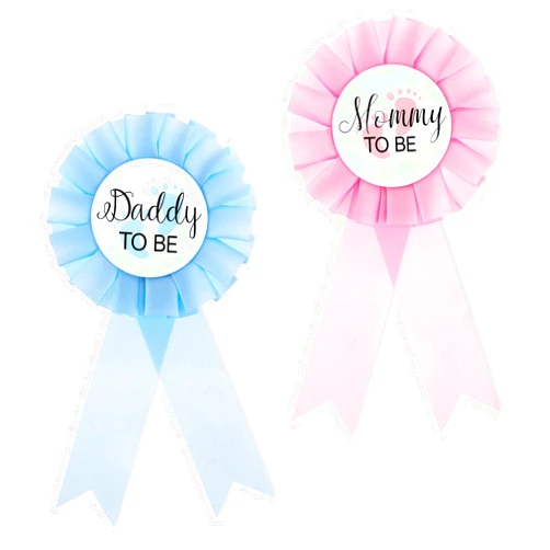 Yolev 2pcs Daddy and Mommy To Be Pin，Gender Reveal Decorations Daddy to be & Mom to be Tinplate Badge Pin Pink Blue for Baby Shower Decoration Gender Reveal Party Supplies Pregnancy Prop
