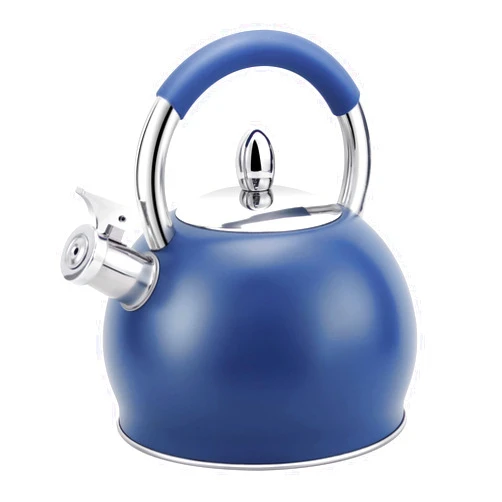 HRHongRui Whistling Tea Kettle for Stove Top Stainless Steel Tea Pot with Ergonomic Silicone Handle Teapot for Stovetop 3.2 Quart / 3 Liter Blue
