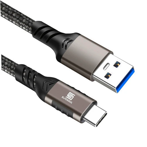 Elfesoul USB C Cable 10ft, USB A to USB C Cable USB 3.1 USB 3.2 Gen2 10Gbps Data Charger Cord for Samsung Galaxy S24 S23 S22 S21 S20 S10 S9 S8+, Note 20 10, A80 A70 A50 and iPhone 15/15 Pro, Nylon Braided.