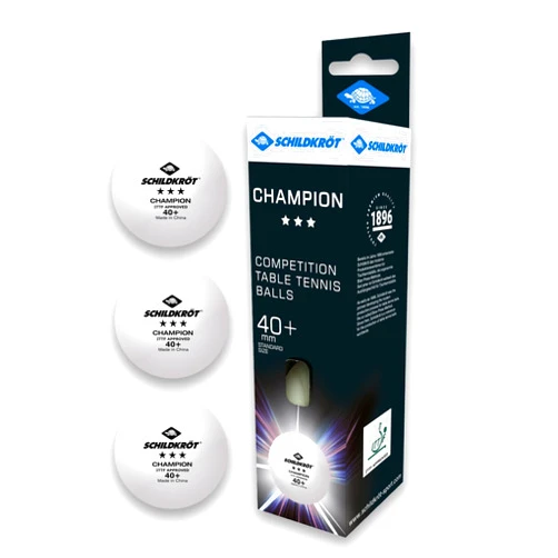 Schildkröt Champion ITTF 608540 Table Tennis Ball 3-Star Competition Ball in Poly 40+ Quality, Pack of 3 in Box, White