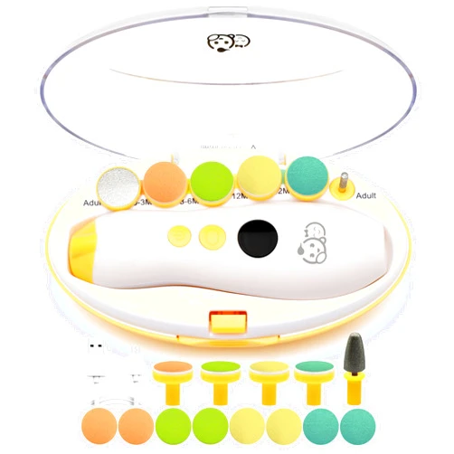 Royal Angels Rechargeable 22 in 1 Baby Nail Trimmer, Safe Electric Baby Nail File, Extra 13 Replacements, Royal Angels Baby Nail Kit, Nail Clippers, Newborn Toddler Toes Nails, Trim Polish (Rechargeable, Mango)