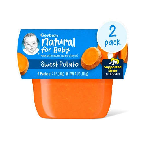 Gerber 1st Foods Baby Food, Sweet Potato Puree, Natural & Non-GMO, 2 Ounce Tubs, 2-Pack (Pack of 8)