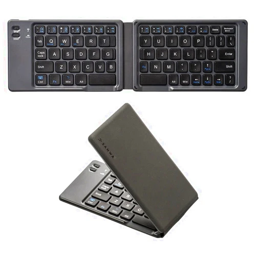 SANWA Foldable Bluetooth Keyboard, Rechargeable Wireless Folding Keypad, Portable & Slim, for Laptop Desktop Computer PC iPad/iPhone Tablet Smartphone, Compatible with MacBook, Windows, Android, iOS