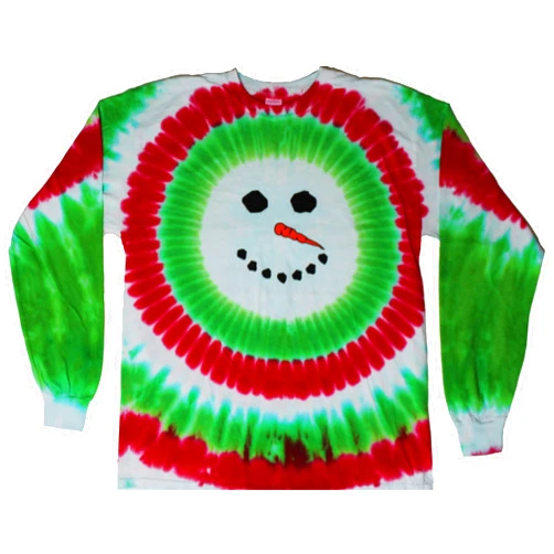 Tie Dyed Shop Christmas Snowman Tie Dye Long Sleeve T Shirt Men Women Teens Plus Sizes