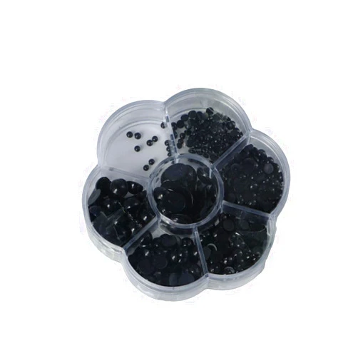 Vctitil 500pcs DIY Round Flat Black Eyes Plastic Eyes for Dolls Making Doll Toys Bear Eyes Accessories with Box(3-12mm)