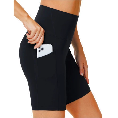 THE GYM PEOPLE Women's High Waist Workout Shorts Stretchy Tummy Control Yoga Biker Running Shorts with Pockets