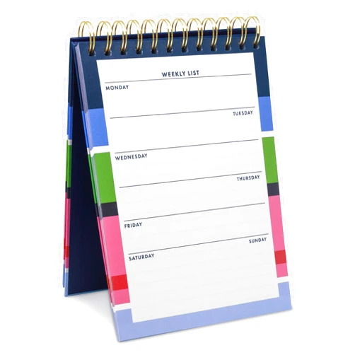 Kate Spade New York Undated Weekly Spiral Planner Notepad, Desk Planner, Calendar Pad with 52 Sheets, Weekly Desktop Calendar Agenda, Sunny Day Stripe