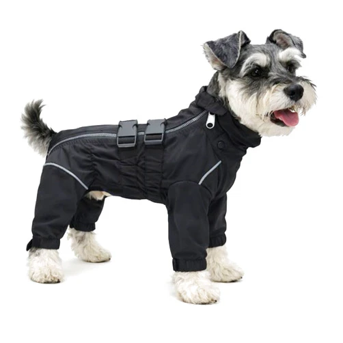 Lovelonglong Dogs Waterproof Jacket, Lightweight Waterproof Jacket Reflective Safety Dog Raincoat Windproof Snow-Proof Dog Vest for Small Medium Large Dogs Black M