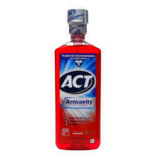 ACT Alcohol Free Anticavity Fluoride Mouthwash, Cinnamon 18 fl oz (Pack of 6)