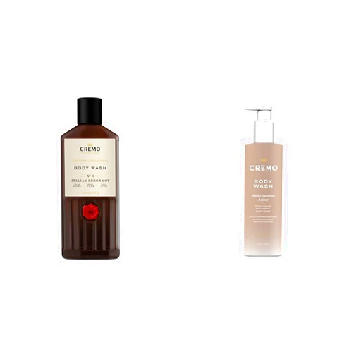 Cremo Italian Bergamot Men's and White Jasmine Amber Women's Body Wash Bundle, 16 Fl Oz Each
