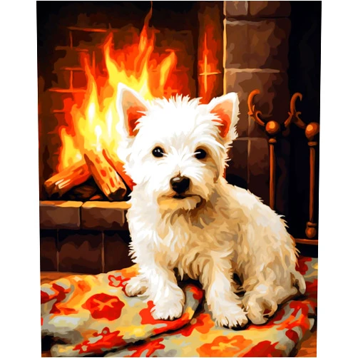 KY-link Cross-Stitch Stamped Kits, Angel-Like West Highland White Terrier Dog, Cross Kits for Adults, Easy Counted Cross Kits for Beginners,16x20inch
