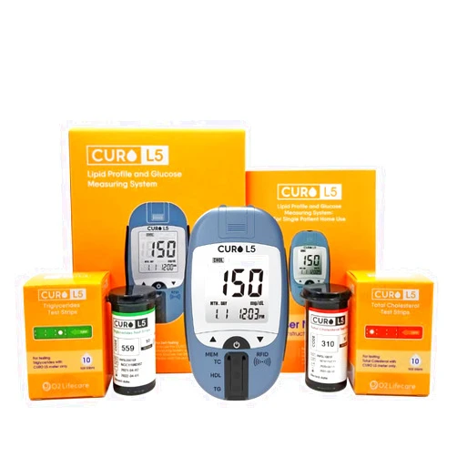 J2 Home Blood Cholesterol Test Kit Total Cholesterol &Triglycerides - Included CURO L5 Digital Meter - 10 Total Test Strips & 10 Triglycerides Test Strips Easy Use, Accurate Results All-Inclusive Kit
