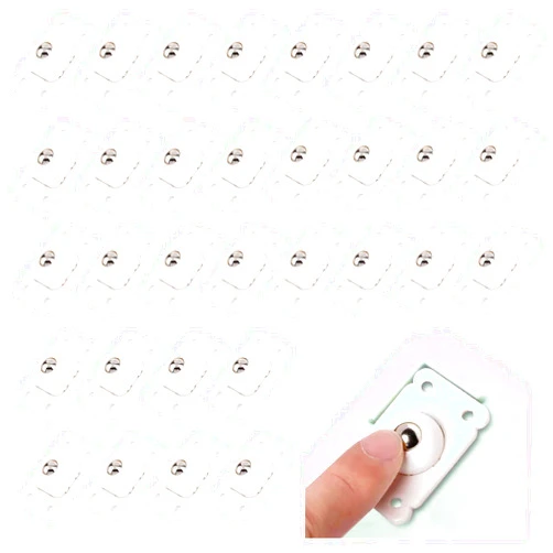 Anerpoey 32 PCS Self Adhesive Caster Wheels, 360 Degree Swivel Mini Adhesive Wheels, Stainless Steel Paste Type Universal Pulley, Anerpoey Rotation Sticky Pulley for Trash Can, Storage Box, Furniture