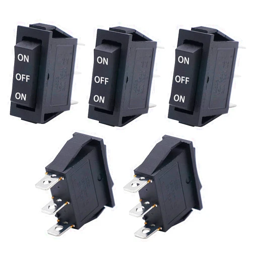 Twidec/5Pcs Rocker Switch 3 Pins 3 Position ON/Off/ON AC 6A/125V 10A/250V SPDT Car Boat Black Rocker Switch Toggle KCD3-103-ON-OFF-ON