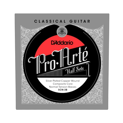 D'Addario SCN-3B Pro-Arte Silver Plated Copper on Composite Core Classical Guitar Half Set, Normal Tension