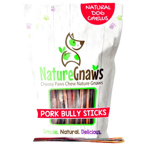 Nature Gnaws Extra Thin Pork Bully Sticks for Small Dogs 5-6