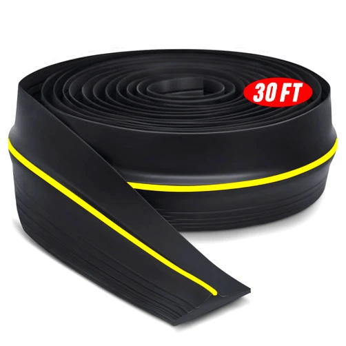 Pangda 30 ft Universal Garage Door Bottom Threshold Seal Strip Weather Stripping Replacement Rubber Waterproof DIY Weatherproof Garage Door Threshold Seal Strip, Not Include Sealant, Black
