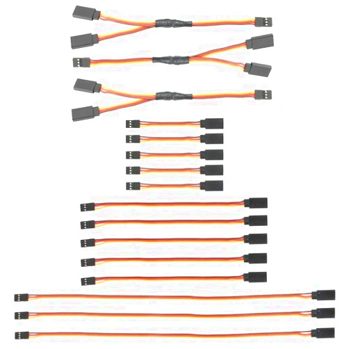 GTIWUNG 16PCS JR Style Servo Extension, 5 x 3 Servo Cables, 5 x 6 3Pin Extension Cable; 3 x 12 Servo Harness; 3 x 6 RC Y Harness Servo Splitter Cable for Remote Control Aircraft