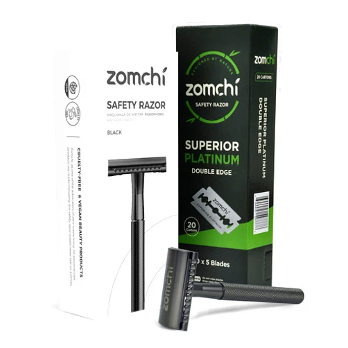 ZOMCHI Black Razors for Men or Women+100 Counts Safety Razor Blades