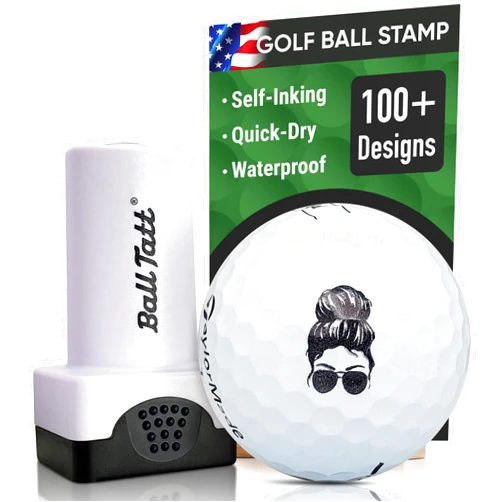 Ball Tatt Golf Ball Stamp - Self-Inking Marker - Quick-Dry Permanent Marking Tool, No Leaks or Refills, Reusable & Waterproof Golfing Stamper - Ideal Gift for Golfers, Dads, Retirement.