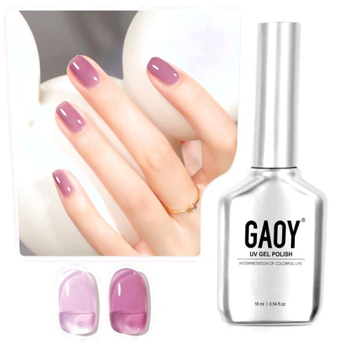 GAOY Jelly Nude Purple Gel Nail Polish, 16ml Sheer Neutral Translucent Soak Off Gel Polish, UV Light Cure for Nail Art DIY, 1721 Amethyst Crystal