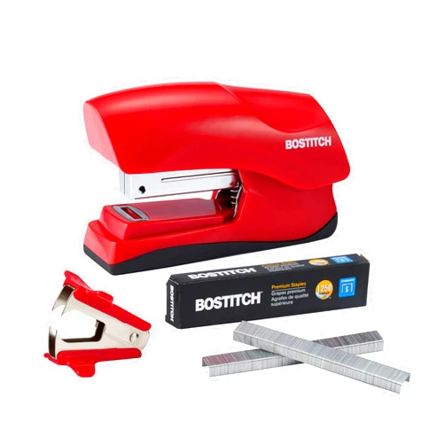Bostitch Office Heavy Duty 40 Sheet Stapler with 1250 Staples & Claw Remover, Small Stapler Size, Fits into the Palm of Your Hand, Value Pack, Red (B175-RED-VP)