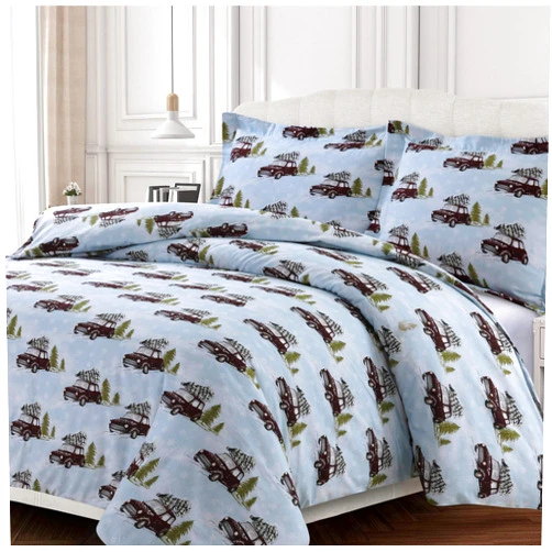 Tribeca Living WOU170DUVETKIBL Duvet Set, King, Winter Outing Blue