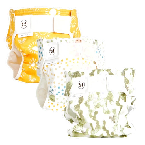 Amazing Baby Honest Hybrid Cloth Diaper Covers with Pocket-Sling, Large (22-40 lbs), Stops Nighttime Leaks, Use with Boosties Disposable Diaper Pad or Reusable Insert, 3 Pack of Cotton Muslin Covers