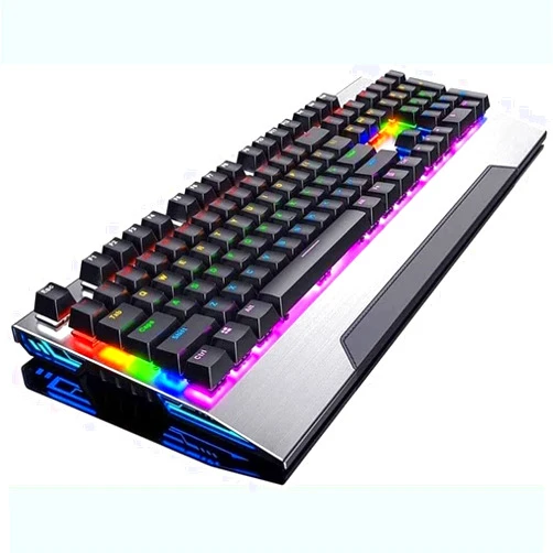 Feiyx Mechanical Keyboard, Aluminum Housing, Ergonomic, Comfortable, Waterproof, Gaming Keyboard LED Backlit Illuminated 104 Key,for PC Gamer Computer Desktop