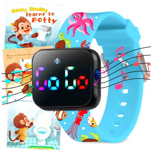 Benny Bradley's Potty Training Watch for Kids V2 – A Water Resistant Toilet Reminder Device for Boys & Girls to Train Your Toddler with Fun/Musical & Vibration Interval Reminder with Potty Training eBook (Ocean)