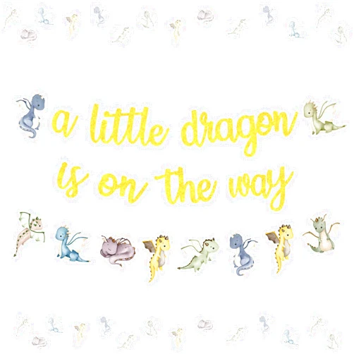 Kreatwow Dragon Baby Shower Party Decorations A Little Dragon is On The Way Banner Dragon Theme Garland Banner Magic Dragon Party Decor Dragon Theme Party Little Dragon Baby Shower Supplies for Boys