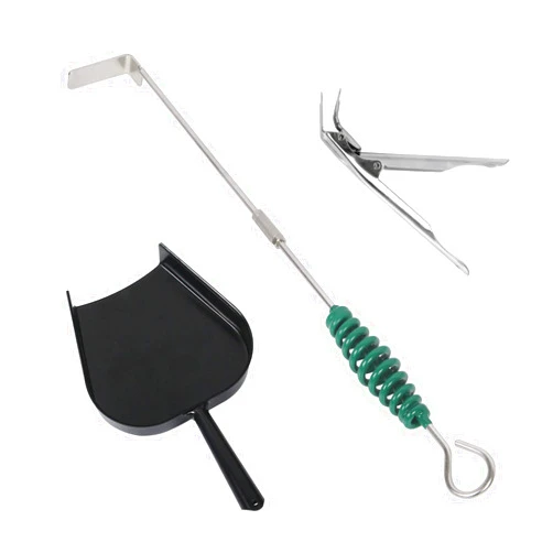 OLIGAI Grill Grate Lifter Gripper and Ash Tool Set for M/L Big Green Color Egg,Stainless Steel BBQ Ash Tool Poker and Ash Pan for Kamado Joe Classic