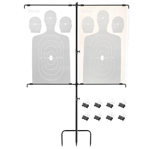 Guyuyii Adjustable Target Stand with 8 Clips - Target Holder Fits up to 17 x 25 inch Paper Targets - Ideal for Gun Enthusiasts, Competitive Shooters, and Outdoor Practice Sessions