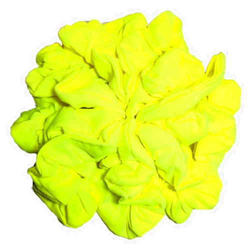 Threddies Neon Scrunchies, Set of 10 Soft Cotton Scrunchies, Solid Color Scrunchie Packs (Neon Yellow)