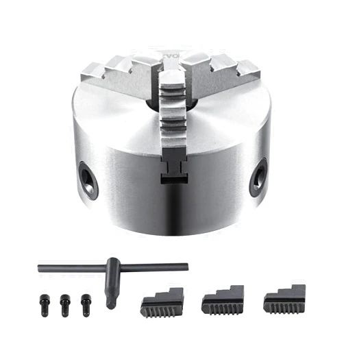 VEVOR 3-Jaw Lathe Chuck, 6'' Self-Centering Lathe Chuck, 0.14-6.3 in/3.5-160 mm Clamping Range with T-key Fixing Screws Reversible Jaws, for Lathe 3D Printer Machining Center Milling Drilling Machine
