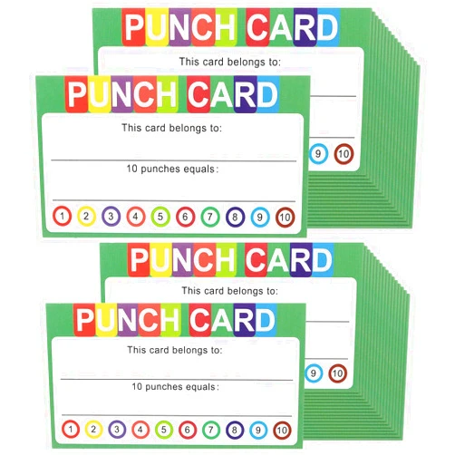 Teaaha 100 PCS Punch Cards for Small Business, Reward Chart Incentive Punch Cards for Kids Awards Loyalty Cards for Home School Classroom Kids Behavior Teachers Students Business Punch, 3.5” X 2”