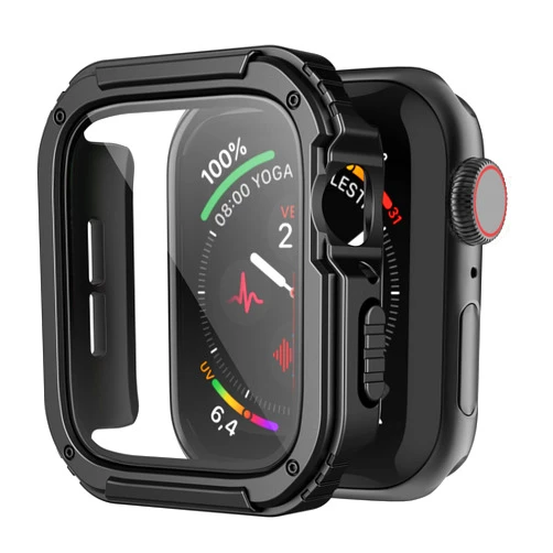 Recoppa for Rugged Apple Watch Case 45mm Series 7 & Series 8 & Series 9 with Screen Protector, Durable Military Grade Quattro Pro Series Drop-proof Protective Cover Full Coverage Bumper for Men iWatch