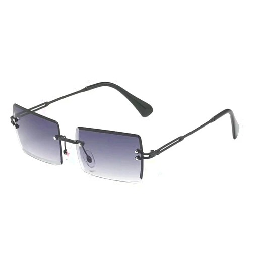LASPOR Retro Rimless Rectangle Sunglasses for Women Men Tinted Lens Gold Metal Frameless Vintage Square Glasses