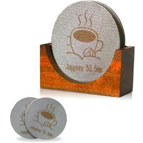 Jopgeey 2 Packs 53.5mm Espresso Puck Screen with Stand, Reusable Coffee Filters Compatible with Breville Barista 54mm Portafilter Basket, 1.7mm Thickness 150μm 316 Stainless Steel Espresso Machine Accessories