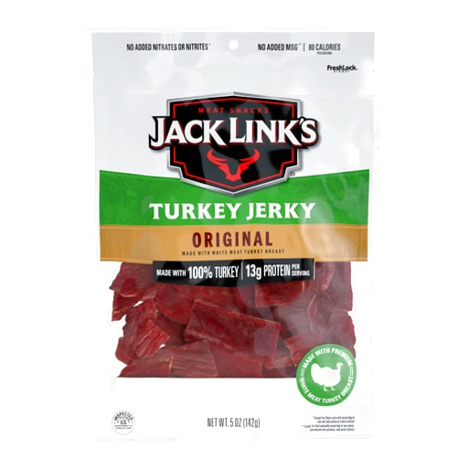 Jack Link's Turkey Jerky, Original, Jerky Bag – Flavorful Meat Snack, Ready to Eat Protein Snacks with 13g of Protein, Made with 100% Turkey, Keto, Paleo & Carnivore Diet Ready, 5 Oz.