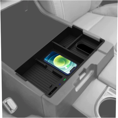 inBEKEA Wireless Car Charging Tray Center Console Storage Box for to-yo-ta Tundra/Sequoia 2021 2020 2019-2008,Wireless Charging Center Console Organizer for to-yo-ta Tundra/Sequoia Accessories