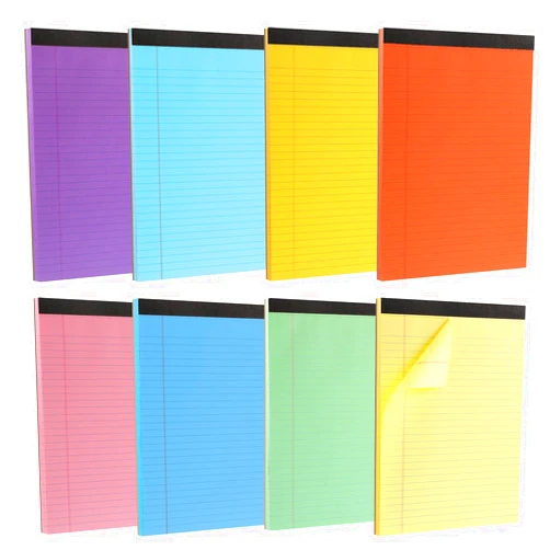 Thboxes 8 Pack Colored Legal Pads, Totally 400 Sheets Legal Pads 8 x 11.5inch College Ruled Writing Pads Wide Ruled Legal Paper for Office, School, College, Professional