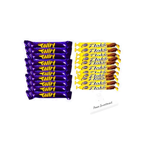 Iron shield 20 Pack Cadbury Chocolate Variety, Chocolate Twirl And Chocolate Flake by Peace merchandise