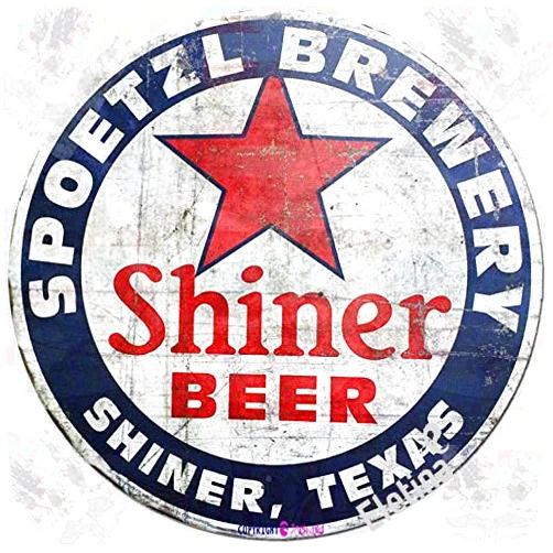 Eletina twinkle Vintage house number Tin Sign Spoetzl Brewery Shiner Beer Shiner Texas Style Round 12x12 inches Wall Decor Door Plaque Tin Sign