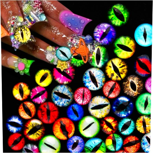 Jremg Halloween Eyeball Nail Art Charms Devil Eye Nail Art Rhinestones Gothic 3D Cool Eye Shape Nail Diamonds Y2K Vintag Eyeball Crystal Nail Gems for Women Girls DIY Manicure Nail Decoration 50Pcs
