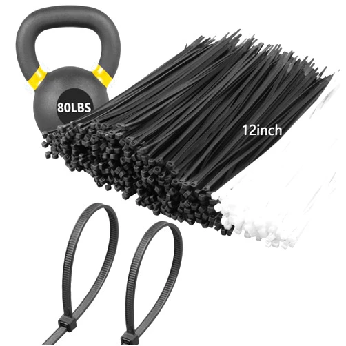 MasiStranth 1100PCS 12 Inch Zip Ties Double Sided Toothed 70LBS Tensile Strength,Black 1000PCS+White 100PCS, Heavy Duty UV Resistant Cable Ties With Self-Locking Nylon Tie Wraps for Indoor Outdoor